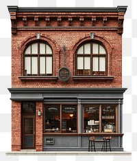 PNG Brick coffee shop facade architecture windows arched.