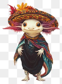 PNG Axolotl in a Mexican Day of the Dead costume with face paint axolotl mexican animal.