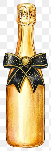 PNG A gold champagne bottle illustration festive drink.