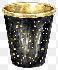 PNG Black and Gold Glitter Party Cups illustration watercolor elegant.