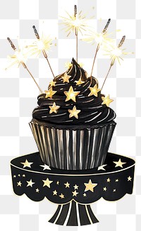 PNG Cupcake illustration sparkler dessert.