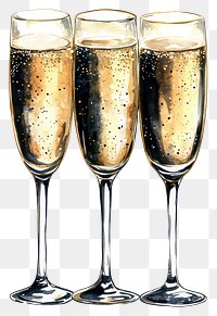 PNG Champagne flutes illustration watercolor champagne.