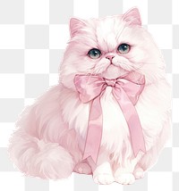 PNG Coquette white persian cat art illustration animal.