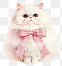 PNG Coquette white persian cat illustration watercolor animal.