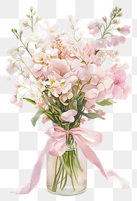 PNG Coquette flower vase flowers illustration pastel.