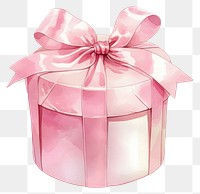 PNG Coquette gift box illustration watercolor ribbon.