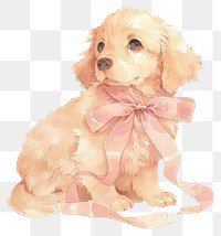 PNG Coquette Golden Retriever illustration watercolor animal.