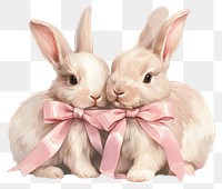 PNG Coquette pair of rabbits illustration bunnies animal.