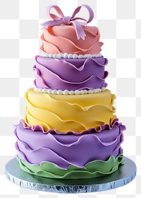 PNG Perfect Three-tier fondant birthday cake colors celebration decorative.