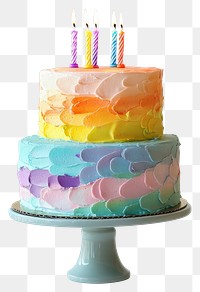 PNG Perfect two-tier colorful birthday cake candles dessert colors.