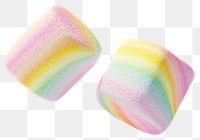 PNG Two pastel-colored rainbow marshmallows floating sweets colors.