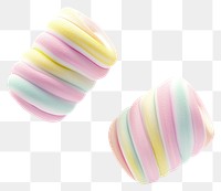 PNG Two pastel-colored rainbow spiral marshmallows floating sweets colors.