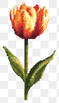 PNG Pixel art image of flower cross-stitch pattern design.