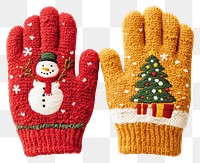 PNG Pair of Christmas themed gloves snowman accessories christmas.