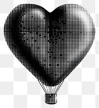 PNG A hot air balloon shaped like a human heart halftone black white.