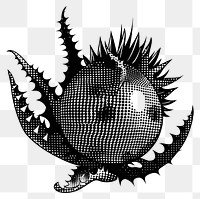 PNG Venus flytrap with a disco ball black white art.