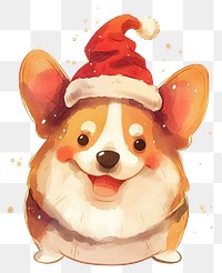 PNG A corgy wearing christmas hat illustration animal pet.