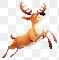 PNG Reindeer leap jumping illustration cartoon animal.