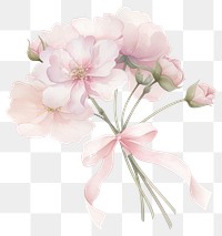 PNG Pastel coquette flowers illustration watercolor ribbon.