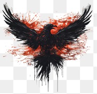 PNG A phoenix rising with its feathers turning into smoke blackbird painting design.