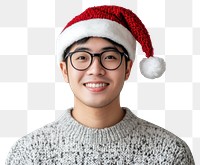 PNG Vietnamese man happy christmas portrait.