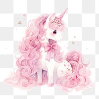 PNG An unicorn tied with ribbon illustration pink art.