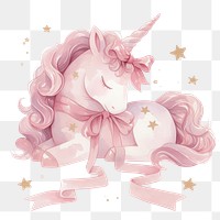 PNG An unicorn tied with ribbon art illustration pastel.