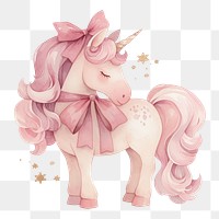 PNG An unicorn tied with ribbon illustration background animal.