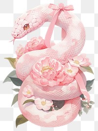 PNG Coquette snake illustration pastel colors.