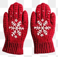 PNG Red Christmas wool gloves snowflake christmas clothing.