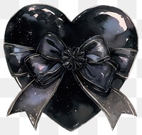 PNG Coquette black heart illustration ribbon dark.