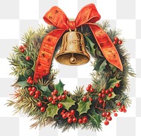 PNG Christmas wreath and a golden bell.