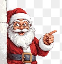 PNG Santa Claus peeking behind a wall illustration background christmas.