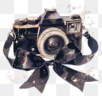 PNG Black coquette camera illustration photography ribbon.