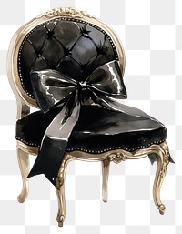 PNG Black coquette chair furniture style decorative.