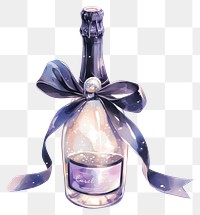 PNG Black coquette champagne illustration watercolor bottle.