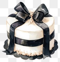 PNG Black coquette birthday cake illustration watercolor dessert.