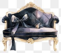 PNG Black coquette furniture illustration watercolor ribbon.