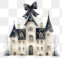 PNG Black coquette house illustration watercolor architecture.