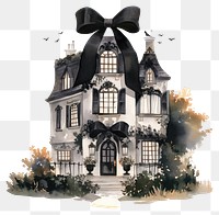 PNG Black coquette house architecture illustration ribbon.