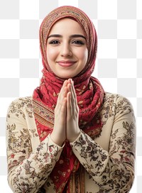 PNG Muslim woman clapping happy smile scarf.