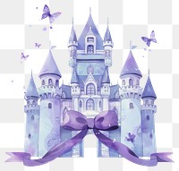 PNG Purple coquette angel castle illustration watercolor ribbon.