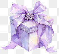 PNG Purple coquette gife box illustration watercolor ribbon.