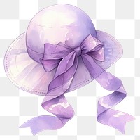 PNG Purple coquette hat illustration watercolor ribbon.