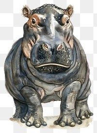 PNG An isolated baby hippo illustration watercolor wildlife.