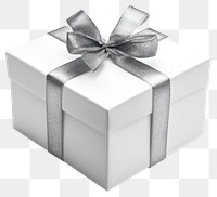 PNG Gift box gift silver ribbon.