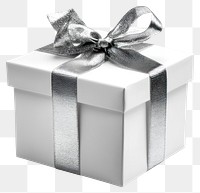 PNG Gift box gift silver ribbon.