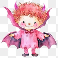 PNG Halloween curly ginger hair kid wearing vampire costume illustration watercolor theme.