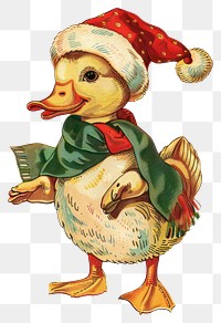 PNG Duck character christmas vintage animal.