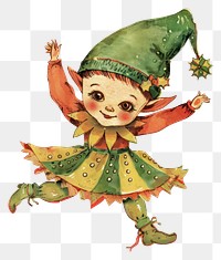 PNG Elf character elf christmas vintage.